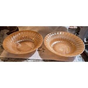 Vintage Anchor Hocking Fire King OvenWare Peach Luster Swirl Serving Bowls 8.5"